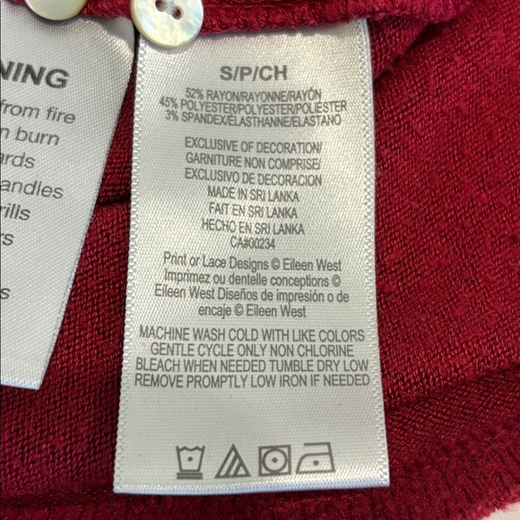 EILEEN WEST Claret Dream Sweater Knit Long Sleeve Ballet Nightgown burgundy sml - Picture 8 of 15